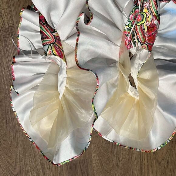 Helen O'Connor Cutout Voluminous paisley printed Crop Top Size 8 - Picture 5 of 6